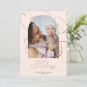 Moderne minimalistische vierfotokerst feestdagenkaart (Staand voorkant)