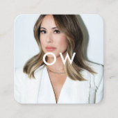 Moderne minimalistische vierkante monogram foto vierkante visitekaartje (Voorkant)