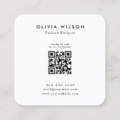 Moderne minimalistische vierkante monogram foto visitekaartje (Achterkant)