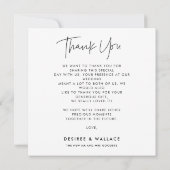 Moderne minimalistische vierkante trouwfoto bedankkaart (Achterkant)