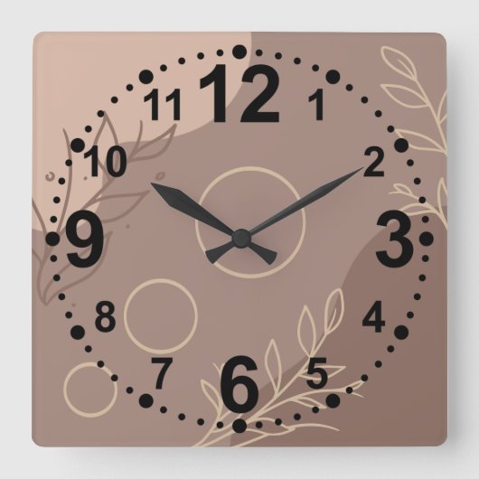 Moderne minimalistische vierkante wandklok (Voorkant)