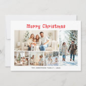 Moderne minimalistische vijf foto collage Kerstmis Feestdagenkaart (Voorkant)