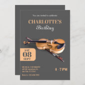 Moderne minimalistische vioolverjaardag kaart (Voorkant / Achterkant)