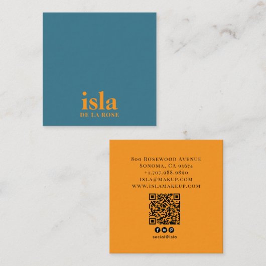 Moderne Minimalistische Visagist QR Code Vierkante Visitekaartje (Voorkant / Achterkant)