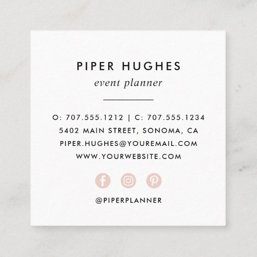 Moderne minimalistische Visitekaartjes | Blush (Achterkant)