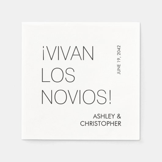 Moderne minimalistische "Vivan Los Novas" bruiloft Servet (Voorkant)