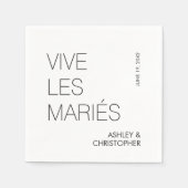 Moderne minimalistische "Vive les Mariés" bruiloft Servet (Voorkant)