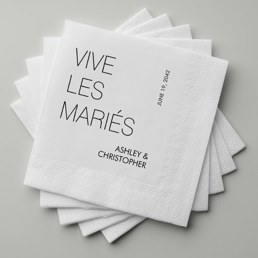 Moderne minimalistische "Vive les Mariés" bruiloft Servet