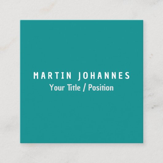 Moderne minimalistische vlakte elegant blauw groen informatiekaartje (Voorkant)