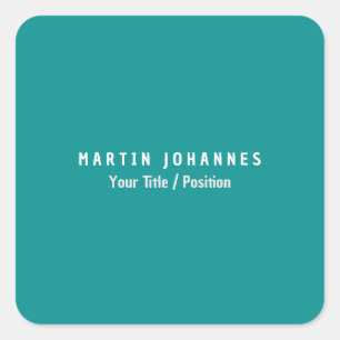 Moderne minimalistische vlakte elegant blauw groen vierkante sticker