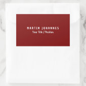 Moderne minimalistische vlakte Elegant Deep Red Rechthoekige Sticker (Tas)