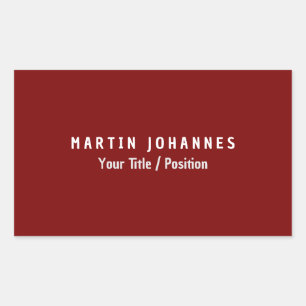Moderne minimalistische vlakte Elegant Deep Red Rechthoekige Sticker