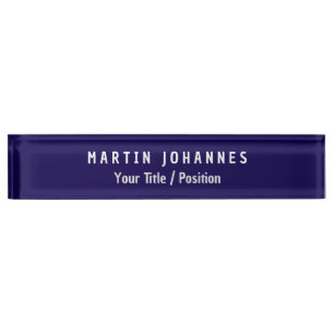 Moderne minimalistische vlakte Elegant donkerblauw Naambordje