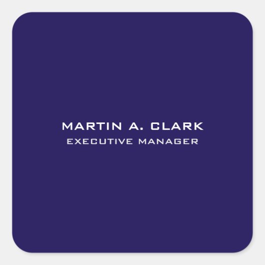 Moderne minimalistische vlakte Elegant donkerblauw Vierkante Sticker (Voorkant)