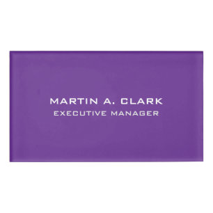 Moderne minimalistische vlakte Elegant Royal Paars Naambadge