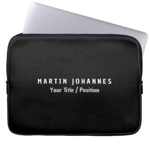 Moderne minimalistische vlakte Elegant Zwart & Wit Laptop Sleeve