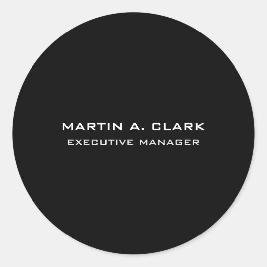 Moderne minimalistische vlakte Elegant Zwart & Wit Ronde Sticker (Voorkant)