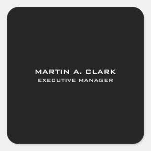 Moderne minimalistische vlakte Elegant Zwart & Wit Vierkante Sticker