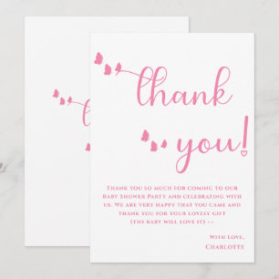 Moderne Minimalistische Vlinder Calligrafie Baby S Bedankkaart