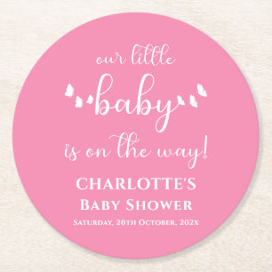 Moderne Minimalistische Vlinder Calligrafie Baby S Ronde Kartonnen Onderzetter