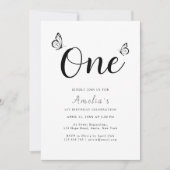 Moderne minimalistische vlinders 1e verjaardag fot kaart (Voorkant)