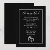 Moderne minimalistische voeten baby meisje geboort kaart (Voorkant / Achterkant)