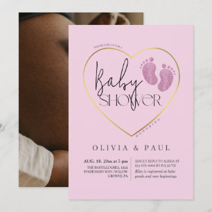 Moderne & minimalistische Voeten Glitter Baby Meis Kaart
