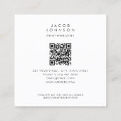 Moderne minimalistische volledige foto QR-code soc Vierkante Visitekaartje (Achterkant)
