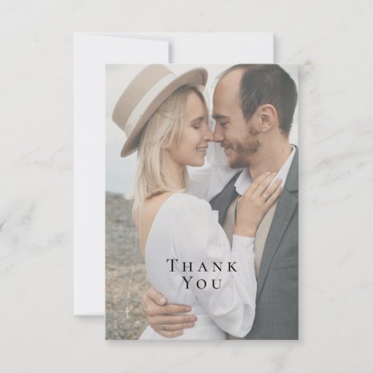 Moderne minimalistische volledige fotobruiloft Har Bedankkaart (Voorkant)