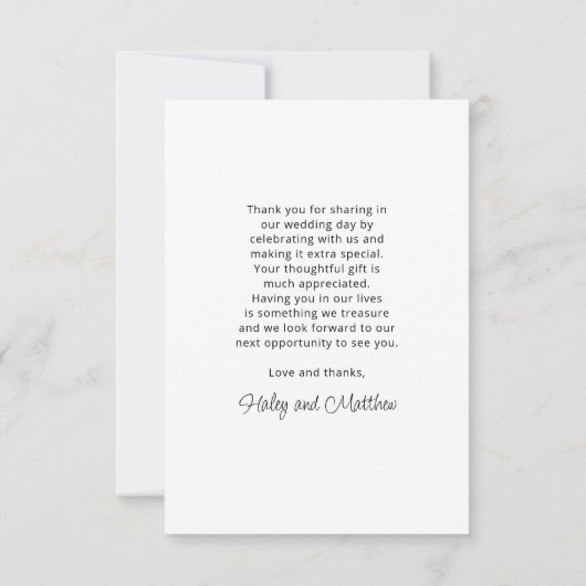 Moderne minimalistische volledige fotobruiloft Har Bedankkaart (Achterkant)