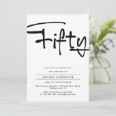 Moderne minimalistische volwassen 50e verjaardagsf kaart (Staand voorkant)