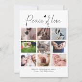 Moderne Minimalistische Vrede & Liefde Fotocollage Feestdagenkaart (Voorkant)