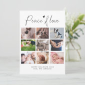 Moderne Minimalistische Vrede & Liefde Fotocollage Feestdagenkaart (Staand voorkant)