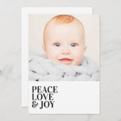 Moderne Minimalistische Vrede Liefde Vreugde Vakan Feestdagenkaart (Voorkant / Achterkant)