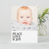 Moderne Minimalistische Vrede Liefde Vreugde Vakan Feestdagenkaart (Staand voorkant)