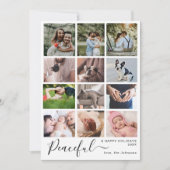 Moderne Minimalistische Vreedzame Kerstmis 12 Foto Feestdagenkaart (Voorkant)