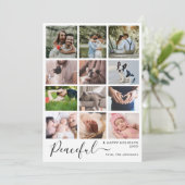 Moderne Minimalistische Vreedzame Kerstmis 12 Foto Feestdagenkaart (Staand voorkant)