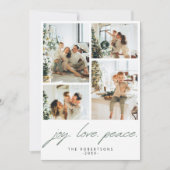 Moderne Minimalistische Vreugde Liefde Vrede 5 Fot Feestdagenkaart (Voorkant)