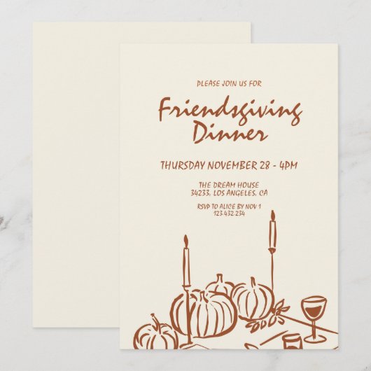 Moderne Minimalistische VriendenUitnodiging voor h Kaart (Voorkant / Achterkant)