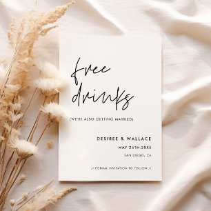 Moderne minimalistische vrije drinken save the date