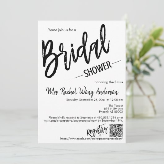 Moderne Minimalistische Vrijgezellenfeest QR-code  Kaart (Staand voorkant)