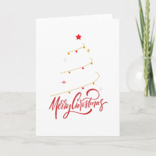 Moderne Minimalistische Vrolijk Kerst Script Boom Feestdagen Kaart