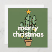 Moderne minimalistische vrolijke cactus kerst Kaar (Voorkant / Achterkant)