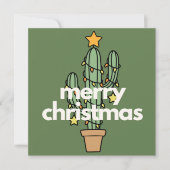 Moderne minimalistische vrolijke cactus kerst Kaar (Voorkant)