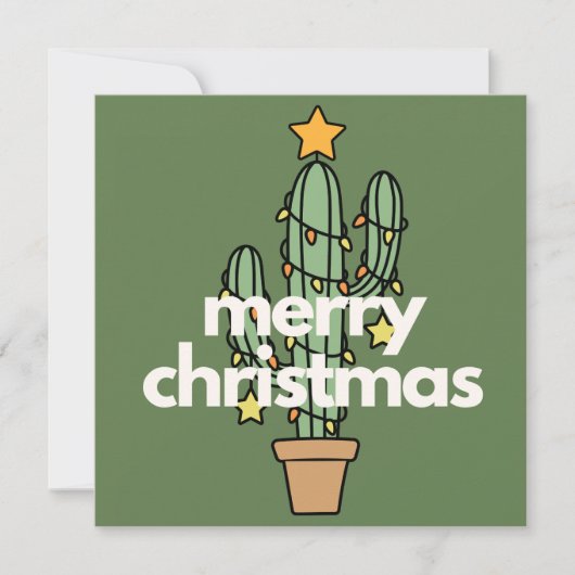 Moderne minimalistische vrolijke cactus kerst Kaar (Voorkant)