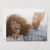 Moderne minimalistische vrolijke één foto kerst feestdagenkaart (Voorkant)