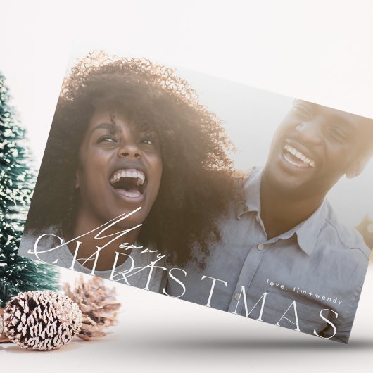 Moderne minimalistische vrolijke één foto kerst feestdagenkaart