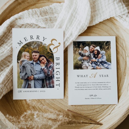 Moderne minimalistische vrolijke en heldere boog f feestdagenkaart