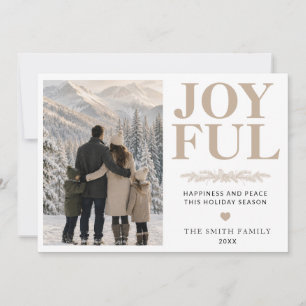 Moderne Minimalistische Vrolijke Familie Foto Kers Feestdagenkaart