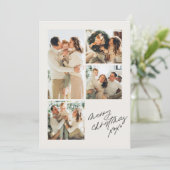 Moderne minimalistische vrolijke kerst 5-foto coll feestdagenkaart (Staand voorkant)